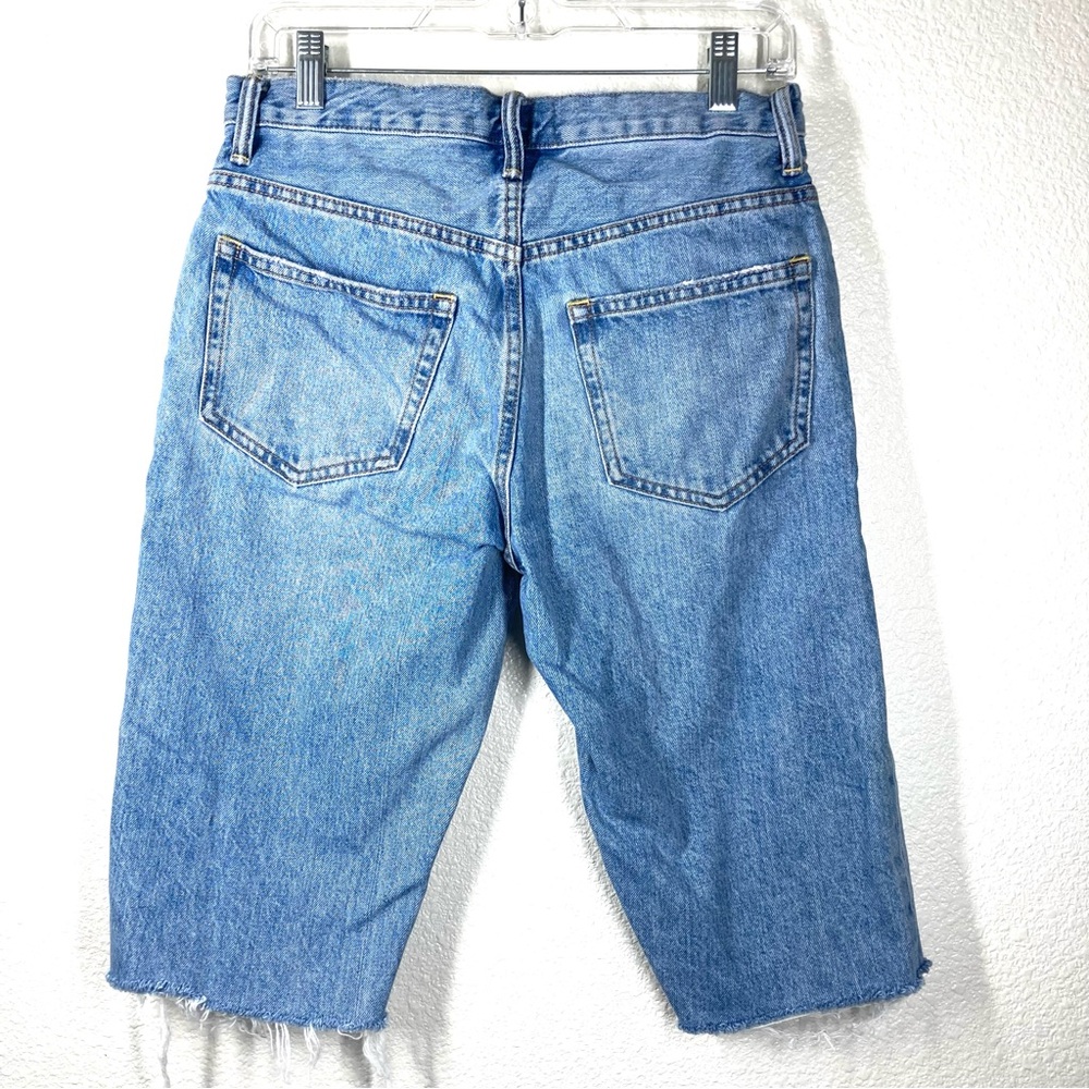 Everlane Women's O-S Boy Friend Cut Off Denim Shorts 27 Light Wash Button Fly - Picture 10 of 12
